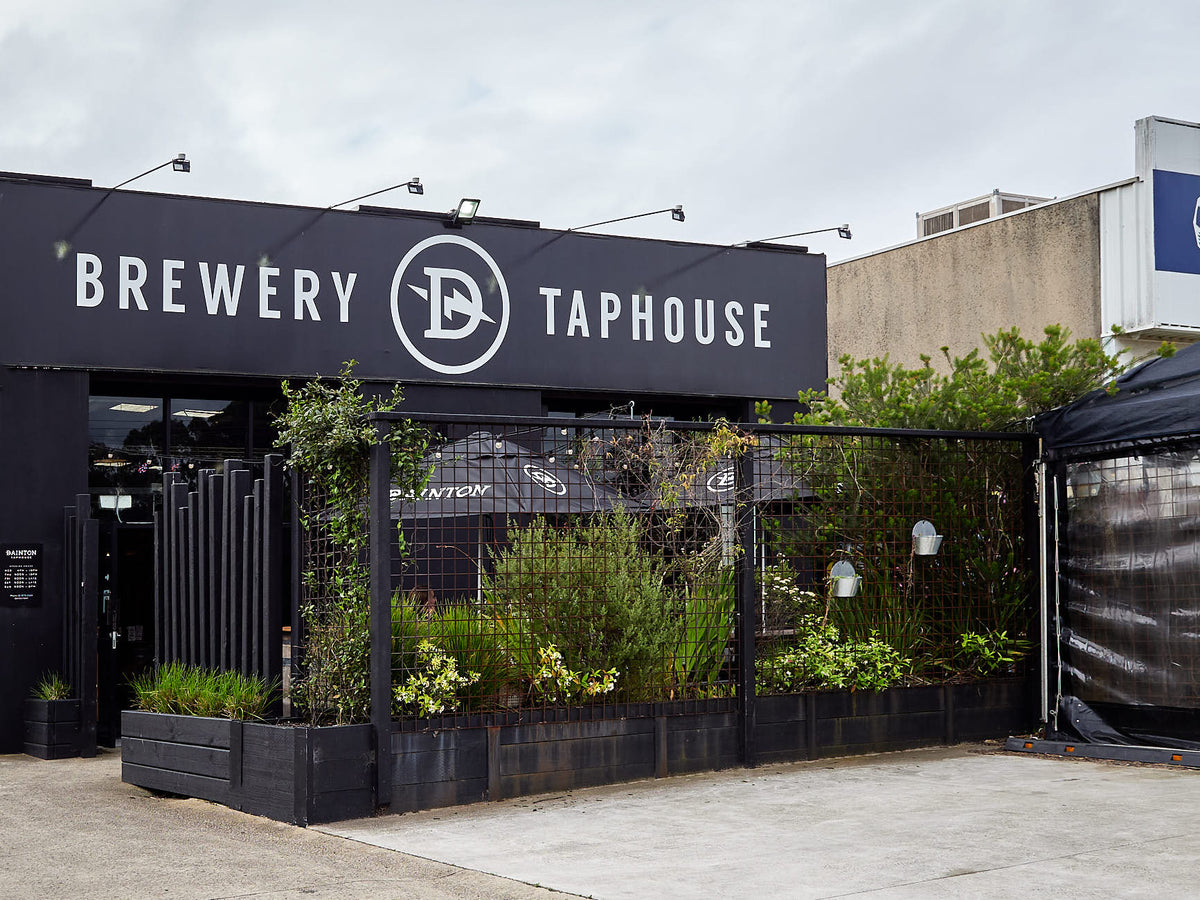 The Carrum Downs brewery and taphouse from the street, with the fenced beer garden out front